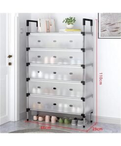 Beauenty Shoe Rack,6 Tier Shoe Organizer,Free Standing Shoe Storage,Dust Proof Shoe Rack,Shoe Cabinet Narrow Standing,Shoe Shelf for Entryway