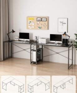 Harlan L-Shaped Desk Computer Corner Table Study Desk Home Office Workstation Modern Simple Style Writing Desk Table