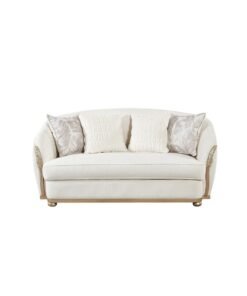 DANUBE HOME Grado 2-Seater Fabric Sofa - Elegant Beige/Brown Design, Solid Wood Frame, P.U. Foam Cushioning, 4 Scatter Cushions, 2-Year Warranty