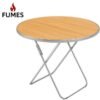 FUMES Portable Round Multipurpose Folding Table with Metal Legs & Wood Finish Top