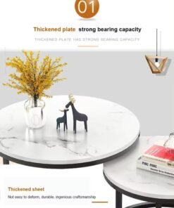 Alternative view of JOGAMS Nesting Coffee Table Round Center Table Set of 2 Modern Sofa Side Table Service Table with Metal Legs for Living Room Balcony and Corner