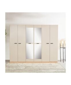 Home Box Madrid 6-Door Wardrobe with Mirror 271.6 x 216 x 59.6 cm