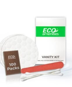 ECO amenities Cotton Rounds Travel Set - Individually Wrapped Cotton Swabs - Disposable Nail File Kit - Bulk Hotel Vanity Kit - 500-Piece Set, White