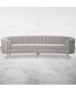 Ripple FURNITURE Modern High Quality Velvet With Stainless Steel Steel Legs Living Room Sofa Wedding And Event Sofa 3 Seaters Grey 277X97X81