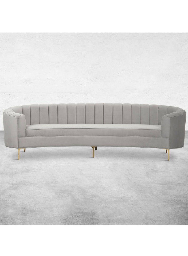 Ripple FURNITURE Modern High Quality Velvet With Stainless Steel Steel Legs Living Room Sofa Wedding And Event Sofa 3 Seaters Grey 277X97X81