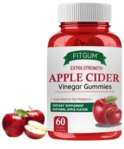 FIT GUM FitGum Apple Cider Vinegar Gummies - 60 Chewable Gummies with Vitamin B12 | Digestive & Energy Support Supplement | Vegan Friendly