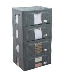 HOKIPO 600D Oxford Fabric Wardrobe Organizer For Clothes, Grey 44L- Pack Of 4 (AR-4732-Gry*4), (50Cm)