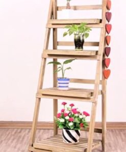Alternative view of FFD 4-Tier Foldable Wooden Ladder Shelf Multi-Functional Storage Rack & Organizer No Assembly, Portable Design for Books, Plants, Décor