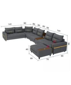 Alternative view of KARNAK Zara Modern Couch U Shaped PU Leather Living Room Furniture Chaise Lounge Sectional L Shape Corner Sofa Set Grey 7 Seaters 389x231x86cm