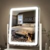 WALALLA Vanity Mirror with Lights - 38×32×7cm LED Lighted Makeup Mirror, Large Makeup Mirror with Lights, Touch Screen with 3-Color Lighting, 360° Rotating & Dimmable, Aluminium Alloy Frame, for Vanity Desk Tabletop, Bedroom Bathroom