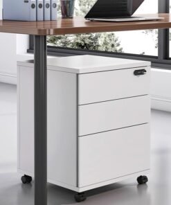 Alternative view of keke Wooden Mobile File Cabinet with Lock – White Rolling Storage Drawer Unit for Home or Office – 48x40x56 cm
