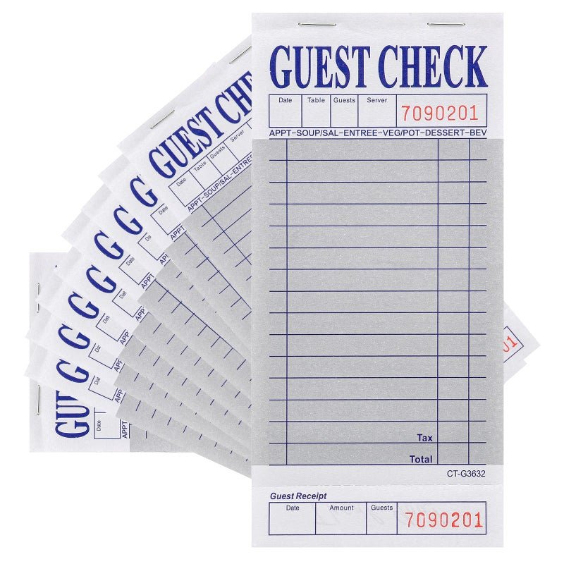 Hoffi Guest Check Pads 10 Pack Server Note Pads 500 Total Guest Checks 1 Part Gray Paper Guest Check Pads with Guest Receipt Check Pads for Servers Hotels Lounges Cafes Restaurants OrdersGray