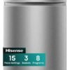 Hisense Freestanding Stainless Steel Dishwasher HS623E90G, 15 Place Settings, 3 Baskets, 8 Programs, Slidable 3rd Basket, Easy Lifting, Flexible Bottom Basket, Top Spray Arm, Hygiene Wash, Air Dry, Aqua Protect System, Crystal Wash, Power-off Memory, Self Clean, Super Silent Operation 44 kg HS623E90G Grey