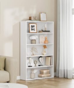 VASAGLE Custos Collection - Bookshelf, 5-Tier Bookcase, Book Shelf, Open Storage Shelf, 9.4 x 30 x 52.8 Inches, for Living Room, Home Office, Dinning Room, Cloud White - Image 3
