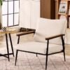 fashionhome Multipurpose Use Modern Accent Chair Upholstered Reading Comfy Armchair Lounge Chair with Iron Frame Soft Seat Chair for Living Room Bedroom Lounge 65x77x90 cm (Fully Assembled)