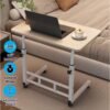 Toshionics Upgraded Metal Base Adjustable Height Multipurpose Laptop Table with Wheels Mobile Computer Desk for Work from Home Study Gaming Portable Overbed Table Sofa Table Bedside Desk Rolling Workstation for Home and Office Use