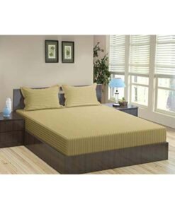 HOTEL COLLECTION Stripe Brown Double Fitted Sheet 150x200 cm with 2 Pillow Cases