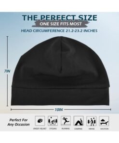 Chabeia 2-Pack Cotton Skull Caps for Men Women, Lightweight Beanie Sleep Hats Breathable, Sweat-absorbent Cycling And Running Caps And Chemo Hair Loss (Black & Grey) - Image 4