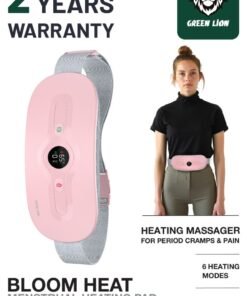 GREEN LION Bloom Heat Menstrual Heating Pad / Heating Massager for Period Cramps & Pain / Fast Heat Up in 3-Seconds with 6 Heating and Vibration Modes / Portable Heating Belt for Menstrual Colic Relief - Pink