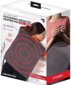 DubaiGallery Heat XXL-Wide Weighted Heating Pad - Electric Heat with Massaging Vibrations, Auto-Off, 12 Settings - 27 Relaxing Combinations