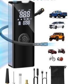 Carsun Air Compressor Portable Tyre Inflator,25mm Cylinder Electric Tire Inflator with 7800mAh Battery/Digital Display/LED Light,150PSI Strong Cordless Air Pump for Truck,RV, pickup Trucks,Motorcycle,Ball