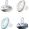 tommee tippee Pack Of 4 Breast-Like Soother Skin-Like Texture Symmetrical Orthodontic Design, 0-6 Months Dummies For Boy