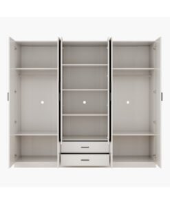Home Box Marwell 6-Door Wardrobe with 2 Drawers and Mirrors 59.5 x 216 x 241.8 cm