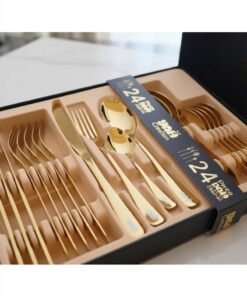YAH Creation YAH Luxury 24-Piece Golden Stainless Steel Classic Cutlery Set – Mirror-Polished Flatware for Six – World-Class Quality, Ergonomic Design, and Dishwasher-Safe Dinnerware in a Unique Gift Box.