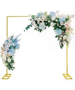 TRASSLE 2M Balloon Arch Kit Metal Arch Decoration Wedding Arch Backdrop Stand with 2 Metal Base, Indoor Outdoor Arch Frame Golden Party Decor Stand for Birthday Anniversary Bridal Graduation