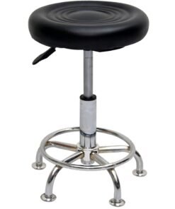 Multi Home Furniture Black & Silver Bar Stool Chair with Steel Base | Adjustable Height Bar Chair | PU Leather Bar Stool Chair for Kitchen Island, Bar Counter, Comfortable Footrest & 360° Swivel Chair