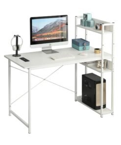 SHEIDLIN Computer Table with Bookshelf Gaming Writing Study Table White 120x55x72cm Metal