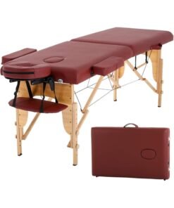 Cool Baby Style Heavy Duty Portable Massage Table 225kg Load, Foldable Beech Wood Spa Bed with Adjustable Height, Ergonomic Headrest & Carry Bag