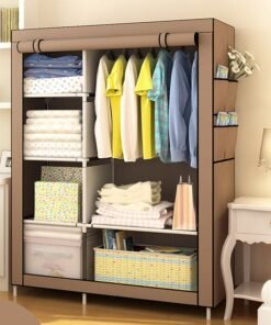 Simple Wardrobe Fabric Steel Frame Single Double Cloth Wardrobe Storage Simple Modern Economical Bedroom Assembled Wardrobe