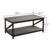 Coffee Table for Living Room Modern Rectangle 2-Tier End Tables with Storage Industrial Wood Center Table Metal Leg for Large or Small Spaces Apartment Home Office