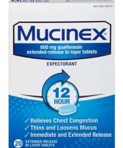 Mucinex Expectorant Tablets – Immediate Release Formula to Thin Mucus & Relieve Chest Congestion and cough 20 tablets