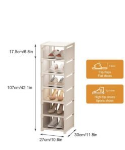 MIXDE 7-Tier Shoes Storage Rack for Entryway(7-Tier, White)