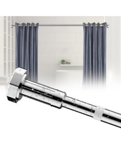 INSIJAM Shower Curtain Rod Adjustable Telescopic Curtain Rod Extendable Non-Slip Spring Tension Shower Pole Wardrobe Hanger Rod for Bathroom Window Kitchen Cupboard No Drilling Easy to Install