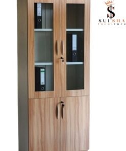 SULSHA Modern Wooden File Cabinet 4 Door ,Glass Door Cabinet