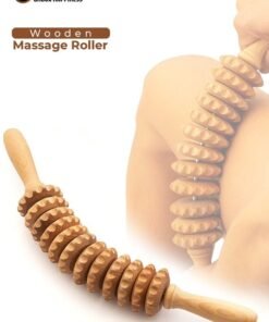 Eworld Curved Wooden Massage Roller for Waist, Thighs and Body, Natural Beech Wood Therapy Tool for Cellulite Reduction, Muscle Relief and Skin Firming, Multi-Functional Self Care Massager for Men and Women
