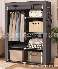 Simple Wardrobe Assembly Wardrobe Household Simple Storage Storage Fashion Steel Frame Modern Cloth Wardrobe