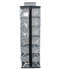 SHREY CREATION Non-Woven Hanging Cloth Organizer/Wardrobe Shelf Organizer with Zip. (6 Shelves, Grey, Fabric,Nylon)