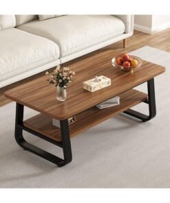 DubaiGallery 2-tier Side Table Shelf And Iron Frame Sofa Table For Balcony Living Room Bedroom, Balcony Casual Snack Table