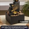 Toshionics LED Tabletop Water Fountain Indoor Waterfall Feature with Stones & LED Light, Mini Zen Fountain USB/Battery Powered for Home Office Desk Decoration