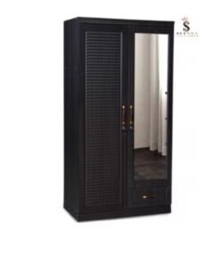 ALWASIT HOME 2 Door Wooden Wardrobe Cabinet Cupboard Engineered Wood Perfect Modern Stylish Heavy Duty With Mirror