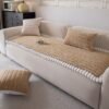Sofa Cushion Solid Wood Thickeneded Plush Anti-Slip Straight Row One-Piece Cushion Leather Sofa Cover Cloth