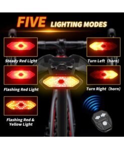 KOWVOWZ Bike Tail Light, USB Rechargeable Bike Light, Remote Control Turn Signal LED Light, Bike Headlight and Taillight Remote Control Bicycle with Horn Rechargeable Safety Reflectors for Night Riding - Image 5