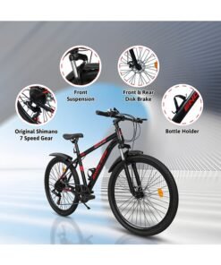 Alternative view of ENDLESS  High Carbon Steel Mountain Bike|18 Inch Frame Size | 27.5 Inch Wheel Size | 7 Speed Shimano Gear | Dual Disc Brakes | Bike For Men & Women | Black Red Color