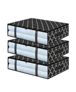 Bukela 3 Pieces Foldable Closet Storage Organizer Washable Closet Storage Box with Carrying Handles Cube Storage Bin for Clothes Wardrobe Home Bedroom Office