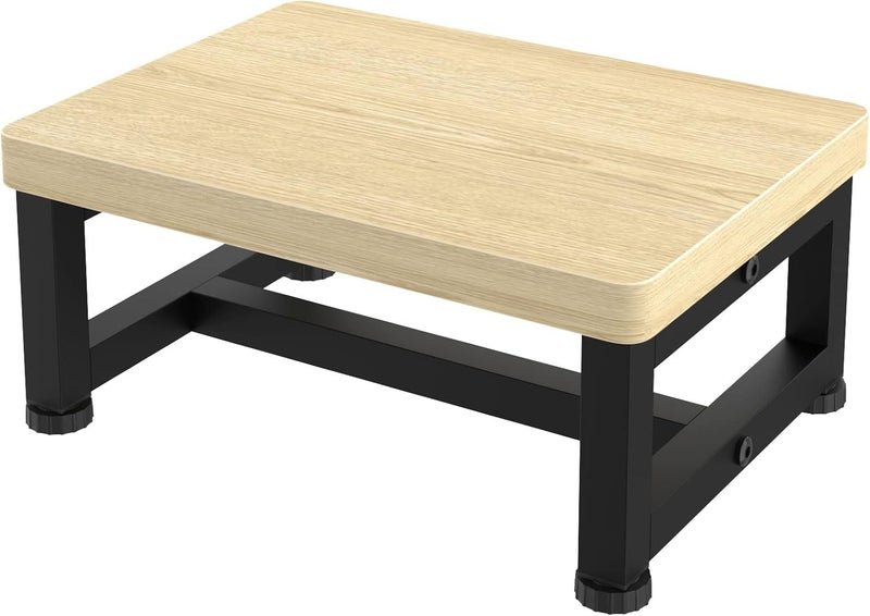 FYGUES Step Stools for Adults Kids with Non-Slip Rubber Feet, Heavy Duty Wooden Stepping Stools with 500-LBS Capacity for Bedroom Kitchen Bathroom, Sturdy Bed Steps for High Beds, Easy to Assemble, Maple