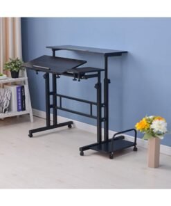 SKY-TOUCH Mobile Standing Desk, Height Adjustable Sit Stand Mobile Laptop Computer Tablet, Home Office Desk With Wheels For Computer Workstation, Black - Image 4